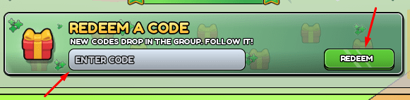 The ENTER CODE box and REDEEM button in Build A Battle Bot