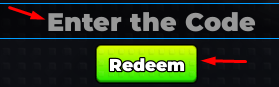 The "Enter the code" box and Redeem button in Catch a Brainrot