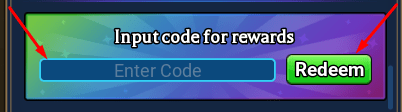 The Enter Code box and Redeem button in Sword Hunter