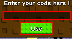 Vending World enter codes box and use button