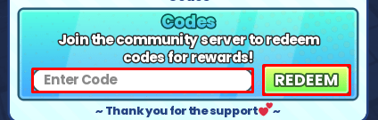 Dropper Incremental enter codes box and redeem button