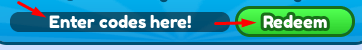 The "Enter codes here" box and Redeem button in Luxury Submarine Tycoon