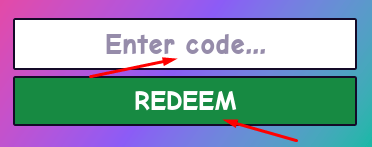 Enter code box and REDEEM button to use codes in Pa Deliber