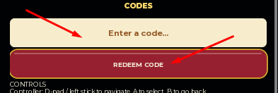 Enter a code box and REDEEM CODE to redeem codes in BitDeadlySins