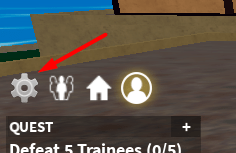 The settings or gear icon in Blox Fruits