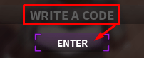 The "WRITE A CODE" box and ENTER button in Anime Power League