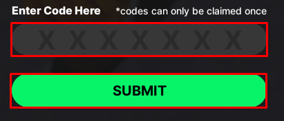 Death Ball enter codes box and submit button