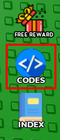 The codes button in Stickers RNG