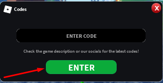 The ENTER CODE box in Korblox & Headless Hangout