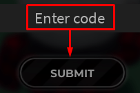 The "Enter code" box and SUBMIT button in My Dice Collector