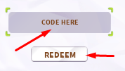 CODE HERE and REDEEM button to redeem codes in Uma Racing