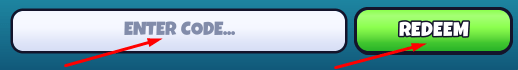 ENTER CODE box and REDEEM button to use codes in Pet Dice