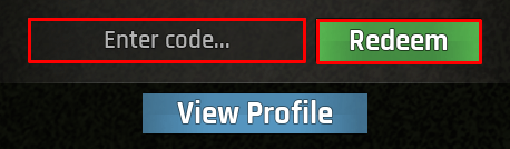 Abyss enter codes box and redeem button