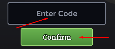 Enter Code box and Confirm button to redeem codes in Survive & Tame Dinos