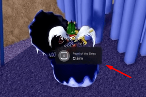 A clam shell with the Pearl of the Deep in Blox Fruits