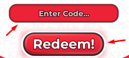 The "Enter Code" box and Redeem button in KFC Tycoon
