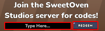 Cookie Kingdom World enter codes box and redeem button