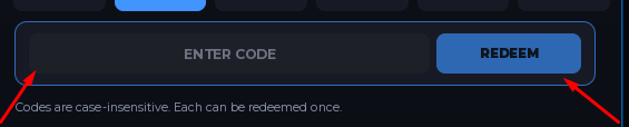 The ENTER CODE box and REDEEM button in BitLock