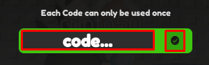 Smash a Bro enter codes box and tick button