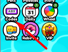 The Codes button in Boat Race Clicker