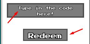 The "Type in the code here!" box and Redeem button in The Dogwatching Asymmetrical