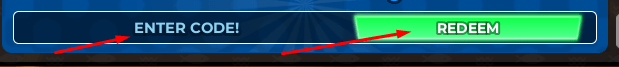 ENTER CODE! box and REDEEM button to redeem codes in Fish It!