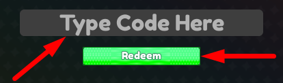 The code redeeming interface in Anime Tower Defense