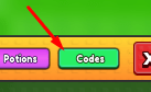 The Codes button in Race for Eggs