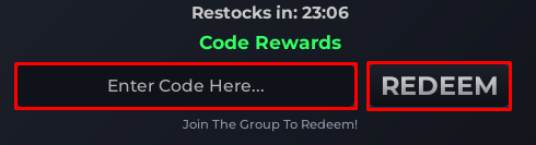 Jujutsu Kaisen Incremental enter codes box and redeem button