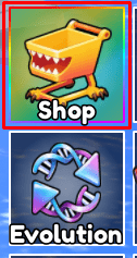The shop button in Train Kaiju to Destroy