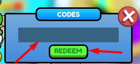 The code redeeming interface in Boat Race Clicker