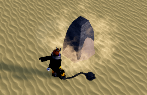 Cleaning up a stone in Blox Fruits