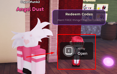 Niffty's location to claim codes in HAZBIN HOTEL: Hell's Fortune