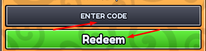 ENTER CODE box and Redeem button to use codes in +1 Haki Evolution