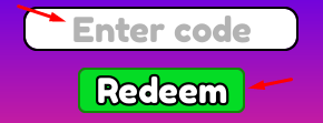 The "Enter code" box and Redeem button in Sleep For UGC