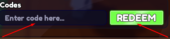 The Enter code here... box and REDEEM button in Trade Up
