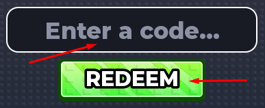 Enter a code box and REDEEM button to redeem codes in Eat Everything In A Grocery Store