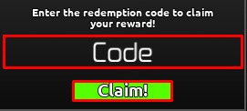 Dead Camp enter codes box and claim button