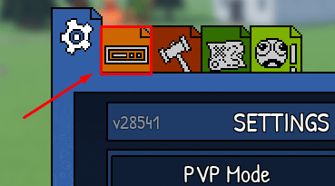 The "Promocodes" button in Untitled Sandbox Game's settings.