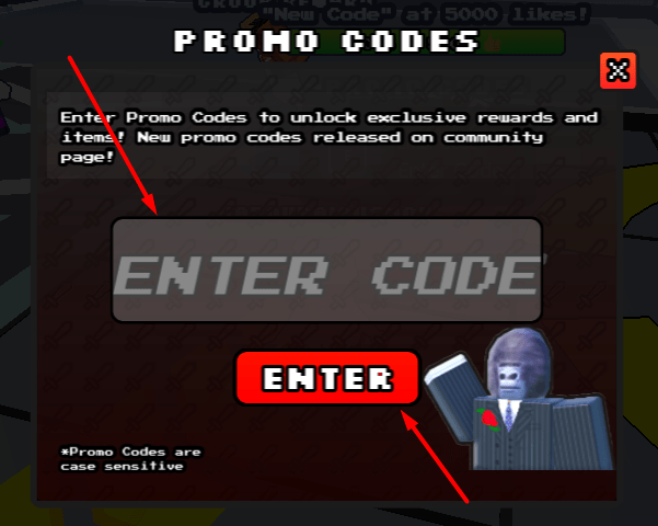 The ENTER CODE box and ENTER button in Player Select