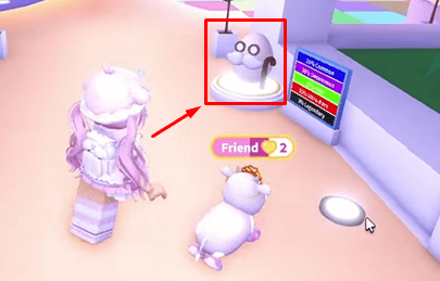 A player approaching the Retired Egg in the VIP area of Adopt Me
