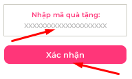 Text box and confirm button to redeem codes in Cộng Đồng Việt Nam
