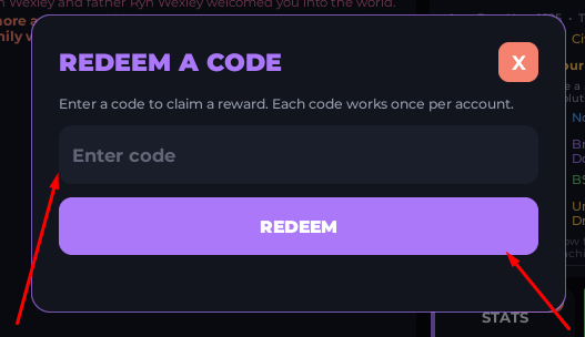 The Enter code box and REDEEM button in BitPiece