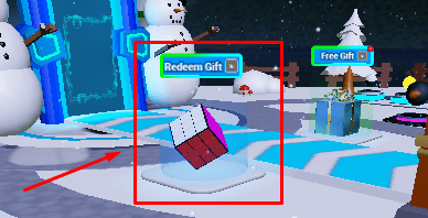 Snowball Battles redeem gift area