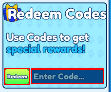 +1 Food Every Second enter codes box and redeem button