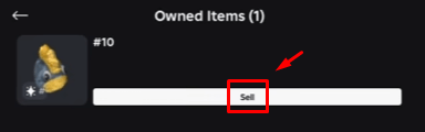 The "Sell" button on Roblox Marketplace