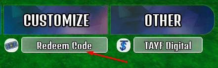 Redeem code button in TPS: Ultimate Soccer
