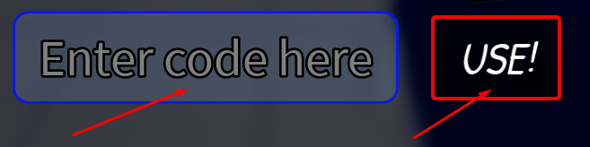 Enter code here box and USE! button to redeem codes in Paint or Seek