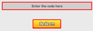 Duct Tape Challenge enter codes box and redeem button