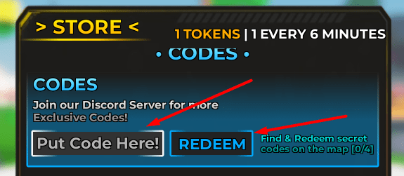 The Put Code Here! box and REDEEM button in Reborn Incremental